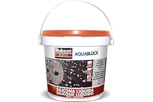 Rubson Aquablock SL3000 Silicona Líquida teja, impermeabilizante líquido para prevenir y reparar goteras y humedades, silicona elástica con tecnología Silicotec, 1 x 1 kg