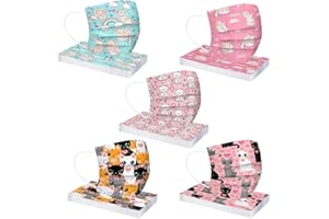 DeaAmyGline 50 Stück Mundschutz Kinder Einweg 3-lagig mit Motiv Bunt Mund-Nasen-Schutz Cartoon Druck Atmungsaktiv Mund-Tuch Bandana Halstuch Schals für Mädchen Jungen