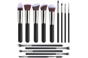 WUMZIRA 14-delat penselset för makeup, professionell sminkborstset för foundation, pulver och ögonskugga, premium sminkborstset med mjuka borst, svart silverdesign