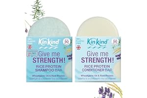 KinKind Rice Water Shampoo and Conditioner Bar Set for Hair Growth | Give me STRENGTH! Rice Solid Shampoo Bar and Conditioner Bars for hair UK Made | For Hair Growth, Menopause, Thickening & Volume