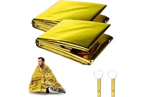 Toulifly Coperta Termica, All'aperto Coperta Emergenza, 2 Pezzi Coperta di Emergenza, Coperta Termica Sopravvivenza, Montagna Escursioni Telo Termico, per Escursionismo Esercizio Campeggio 160x210cm