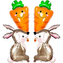 Osterhasen-Folienballons Set – 6 Stück – Mit Karotten-Motiven – Für Osterdeko & Party – Selbstaufblasbar