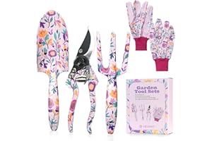 Gardening Gifts for Women Mum - Velway 5-Piece Gardening Tools with Gift Box&Gloves Floral Print Metal Garden Tools Set for Ladies Gardeners Mothers Day Christmas Birthday