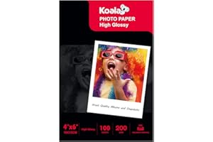 KOALA Papier photo jet d'encre brillant, 10x15 cm, 200 g/m², 100 feuilles, pour imprimante à jet d'encre Canon Hp Epson