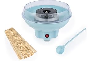 Petra Machine à Barbe à Papa, Sans BPA, 50 bâtonnets & cuillère doseuse Incluse, Utilisez du Sucre Ordinaire ou Bonbons Durs sans Sucre, Appareil Cotton Candy Bleu, Design Rétro , 400W