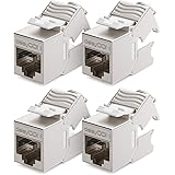 deleyCON 4x CAT6a MINI Keystone Jack Modul Patchkabel Netzwerkkabel Verbinder STP Schirmung RJ45 Buchse Netzwerk Dose Patchpa