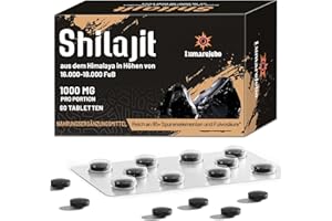 ‎LUMAREJEBO Shilajit Original Himalaya Tabletten 30.000 mg, 100% Reine Hochdosiert Hochkonzentriertes Shilajit, Reich an 60% Fulvosäure und Mineralien, 10:1 Extrakt, Praktischer als die Harzform (60 Tabletten)