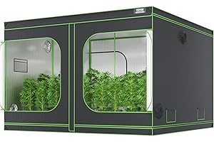 VEVOR 10x10 Grow Tent, 120'' x 120'' x 80'', High Reflective 600D Mylar Hydroponic Growing Tent with Observation Window, Tool Bag and Floor Tray for Indoor Plants Growing
