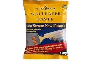 TUFROX Extra Strong Wallpaper Adhesive Paste – All Purpose Professional Wallpaper Paste, Easy Mix German Formula, Large Size 120g Sachet, Hangs Up to 6 Rolls (7 Pints Coverage) UK Product