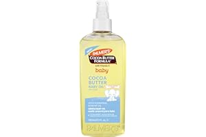 Palmer's Baby Oil, Cocoa Butter Formula Gentle Body Oil, 5.1 fl oz, Nourishing Massage Oil for Delicate Skin with Vitamin E & Argan Oil, 48-Hrs Moisture, Dermatologist Tested Baby Essentials