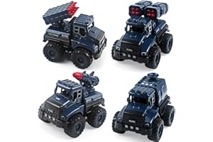 AUTOMP Pull Back Car Toys Set, 4 Pack Military Vehicle Models with Inertia Power, Realistic Design & Rotating Missiles, Durable & Portable Toy Cars for Kids Aged 3 for Boys and Girls
