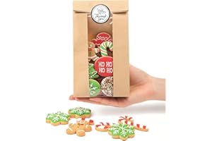 Bake Choice 50 pièces Sacs en Papier Kraft avec Fermeture,Sacs de Boulangerie avec Fenêtre,60×Autocollants,Sachet Craft(8,89 x 5,85 x 19,05 cm),Sac Papier Kraft pour Bonbons & Confiseries & Gâteaux