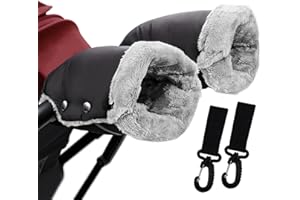 MOKHT Handwärmer Kinderwagen - Handmuff für Kinderwagen Mit Flanell Innenseite, Handschuhe Muff Buggy Wasserdicht, Winddicht Kinderwagenmuff, Universalgröße Baby Stroller Hand muff mit 2 Haken