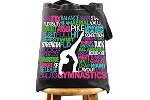 LEVLO Gymnastics Canvas Tote Bag Gymnast Inspired Gift Gymnastics Team Shoulder Bag For Gymnastic Lover