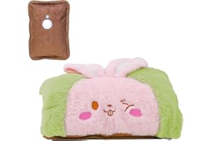 OXYN Bolsa de Conejo de Agua Caliente Eléctrica Peluche Bolsillo 2 en 1 Suave Alivio Recargable para Calentar Pies Manos Cuerpo Cojín Térmico Reducir Dolores Musculares Dorsales Menstruales Vientre