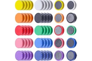 CONNECTION 50 magneti colorati per lavagne frigorifero, lavagna, piccoli rotondi decorativi forti armadietti scuola bacheca magnetica (10 colori)