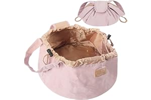 TIVUNORON Kosmetiktasche - Tragbare Reise Make Up Tasche, wasserdichte Schminktasche mit Kordelzug, Lazy Kosmetikbeutel, One-Step Organizer Makeup Tasche, Leicht, Große Kapazität, für Damen & Mädchen (Rosa)