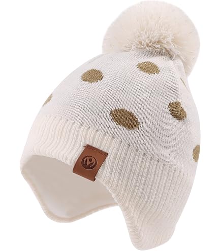 Bonnet D'hiver Fille Avec Cache-oreilles - Doublure Sherpa Douce - Pompon - Taille Réglable 52-61 Cm - Cadeau Noël
