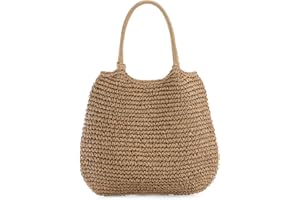 SUKUTU Grand sac de plage en paille tressée pour femme Sac fourre-tout d'été Sac à main d'épaule pour femme