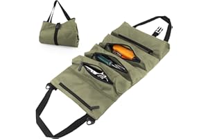 CHUERTECH Bolsa Organizador de Herramientas, Bolsa Enrollable Herramientas de Tejido Oxford 600D, Estuche Herramientas con 5 Bolsillos Para Electricistas/Carpinteros/Fontaneros/Automóviles - Verde