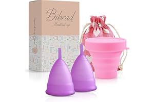 Bibrad Coppetta Mestruale - 2 Coppette Mestruali Taglia L e L, 1 Sterilizzatore, 1 Borsa da Trasporto - 100% Morbida Silicone di Grado Medico Lavabile e Riutilizzabile (L-L)