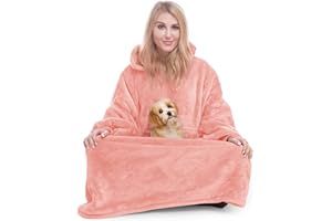 Winkcao Hoodie Decke mit Ärmeln und Kapuze Damen, Decken Hoodie Damen, Weiche Warme Riesen Flanell Kuscheldecke mit Ärmeln, Oversized Blanket Hoodie Tragbare Decke Für Drinnen und Draußen
