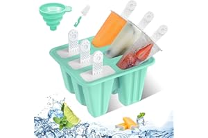 Moules à Glace en Silicone, 6 Cavités Moule à Glace Popsicle Réutilisable avec Bâtonnets, Moule à Glace de Sans Bpa, Moules à Glaces Sans Bpa pour Enfants et Adultes Glace Maison