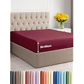 Fitted Sheet 180x200 - Microfibre Pocket 40cm (16") Adjustable - Bordeaux | Soft, Breathable, Wrinkle, Non-Iron, Brushed, Ela