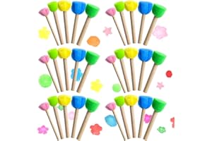 Prmape Juego de 30 esponjas de pintura para niños, 5 tamaños, herramientas de dibujo para niños de educación temprana, para pintura, artesanía, cerámica, bricolaje