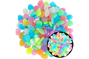 Teouuas 400 Pezzi Pietre Luminose, Colore Ciottoli Luminosi, Pietre Luminose da Giardino, Sassi da Giardino, Ciottoli Fluorescenti per Acquario Terrrazza, Decorazione Esterna e Vasi con Piante
