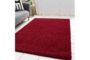 BPIL Unique Modern Large Small Non-Shedding Shaggy Rugs Soft Thick Pile Rectangle Red Color Rug (120x170cm)