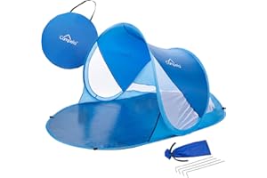 Campela Carpa Playa, Tienda Playa Bebe, 2 o 3 Personas, Carpa Playa Plegable, Tienda de Playa Portátil, 97% de protección Solar, Buena Ventilación