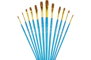 STARVAST Paint Brushes, 12pcs Artist Paint Brush Set Flat Paint Brushes for Acrylic Oil Watercolor Painting-Blue