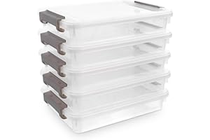 CITYLIFEHOUSE Citylife 5Pack A4 Storage Boxes,4.5L A4 plastic box with Lids, Stackable, Handles, Transparent Plastic Storage Boxes for Document, Book, Stationery, Photo