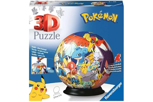 Ravensburger Puzzle 3D Pokémon – Sphère 72 pièces numérotées – sans Colle – Puzzle Enfant dès 6 Ans – Support Inclus – Version française
