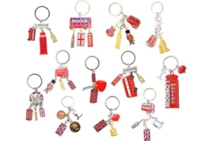 ShopEwebb Set of 12 British UK London Icons Mix Souvenir Metal Key Rings/Key Chain
