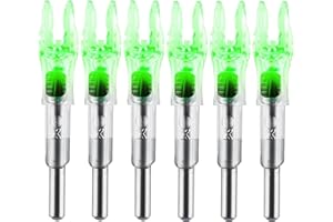 KEAUP Lot de 6 encoches lumineuses pour flèches avec diamètre intérieur .204 .233 .244 .246 avec douilles H, S, GT haute visibilité DEEPOWER LED flèches, interrupteur marche/arrêt inclus