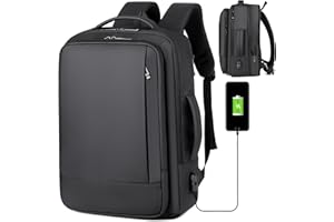 Mixroom - Zaino da Viaggio Porta PC Estendibile Per Uomo Valigia Bagaglio a mano Custodia Notebook fino ai 15.6 pollici Con Ricarica USB Lavoro Scuola Nero Z28