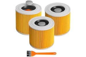 NUANGOO 3 Filtre Aspirateur Pour Karcher,Filtre à Cartouche, adaptés aux séries pour Kärcher WD WD2 WD3 WD3P A2004 MV2 MV3,filtres de rechange Aspirateur Pour Karcher 6.414-552.0, 6.414-772.0, 6.414-547.0