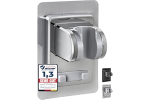 BLUMBACH® Duschkopfhalterung ohne Bohren - DAS ORIGINAL - Duschhalterung kleben statt Bohren - Neigung verstellbar, chrom - Duschkopf Halterung - Shower head holder mit extra starkem Klebepad