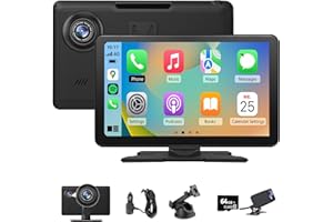 Hexinex 9”Pantalla de Coche CarPlay/Android Auto/MirrorLink Inalámbrico, Reproductor de Pantalla Tactíl Admite 4K Dash CAM/Cámara de Trasera/Bluetooth/USB/SD/FM/Control por Voz