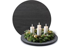 ‎YOUNIKAT younikat Dekotablett Adventskranz Schwarz - Dekoteller 30 cm rund - Weihnachtsgesteck I dv1534