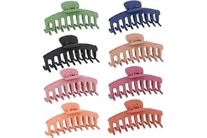 ‎TSLINC 8Er Pack Matte Haar Klauenclips 4,3 Zoll Große Haarklammer Jumbo-Haarklauen Strong Hold Clips Rutschfeste Acryl-Haarklauen für Damen Mädchen dickes und dünnes , 8 Farbe