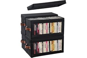 Coorganisers 4 Packs DVD Storage Box with Visible Window, Dustproof DVD Case Holder Organizer with Lid and Handles, Holds Up to 104 Cases, CD Holder for Blu-ray & CD Storage-15.75 x 6.10 x 8.07In