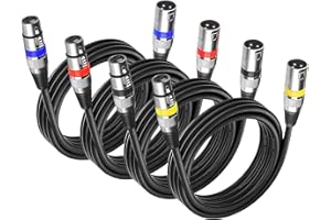 YOZAIUUI 4 Packs XLR Cables 3M: Microphone 3 Pin Dmx Cables XLR Male to Female, Hi-Fi Sound Quality, Compatible with Microphones, Mixers, DMX Stage Lighting, Speakers