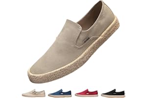 MOMOLAA Canvas Espadrille Shoes for Men, Men's Closed Toe Comfortable Canvas Slip on Flat Espadrilles Fashion Casual Cloth Shoes Leisure Walking Sneaker Clearance