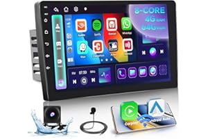 Inefala Radio samochodowe 10 cali 2 DIN Android 15, 8 rdzeni 4G + 64G, bezprzewodowe CarPlay i bezprzewodowy samochód z Androidem, ekran dotykowy stereo z Bluetooth GPS WiFi RDS/FM DSP Cam+Mic