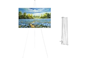 TONGBOKE Easel Stand for Wedding Sign Poster, 170 cm Folding Easel, Black Canvas Stand (White)
