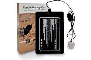 FIPASEN Reptile Heating Mat with Temperature Adjustment, 8x12 Inch Terrarium Heat Mat for Tortoise/Snakes/Lizard/Gecko/Hermit Crab/Frog/Spider/Insect Breeding/Plant Box - Upgraded Reptile Heating Pad