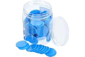 UPKOCH 100 Pcs Plastic Learning Counters, 25mm Blue Bingo Chips, Math Practice Discs, Poker Game Tokens, Student Reward Coins